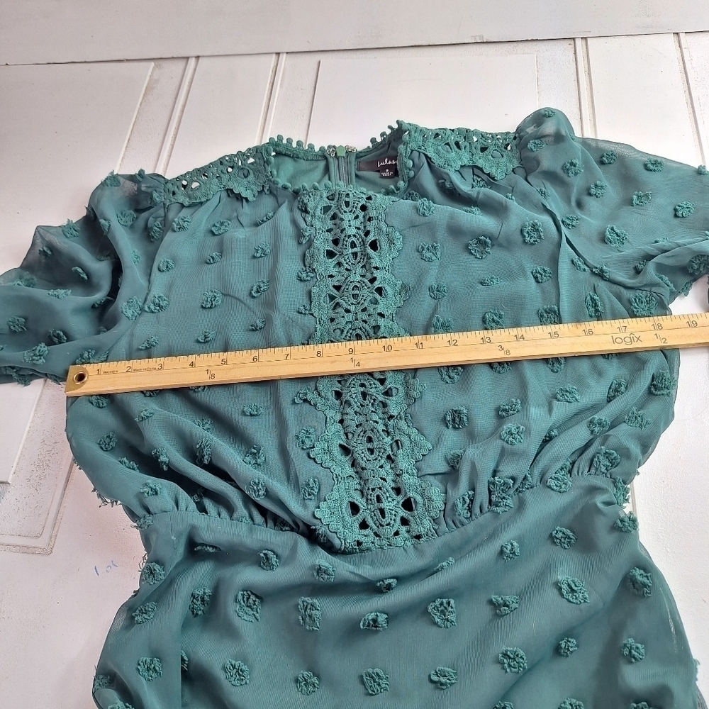 Lulus Lust or Love Emerald Green Embroidered Lace Long Sleeve Dress Small - Picture 10 of 16